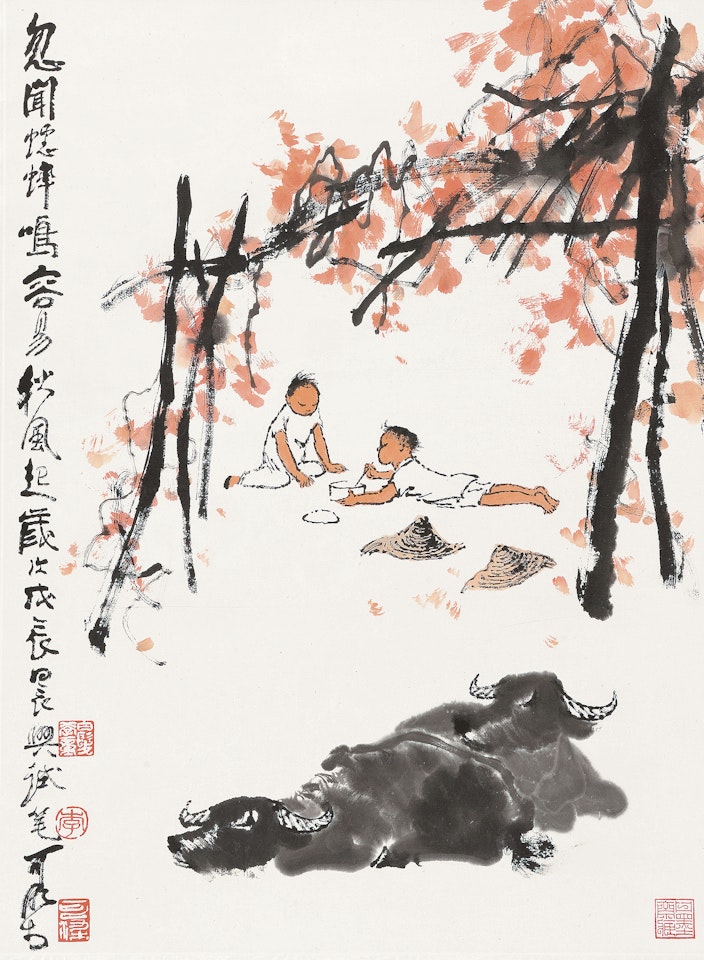 BOYS AND CATTLES by Li Keran