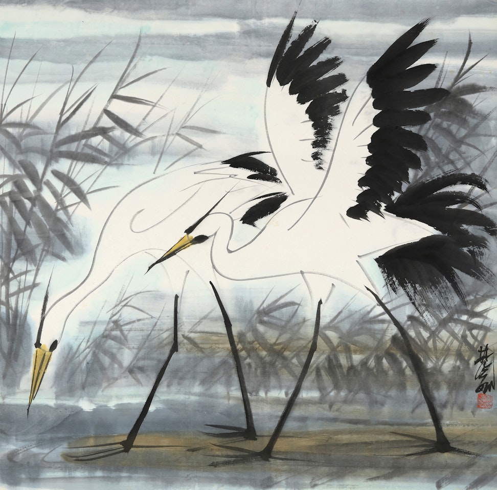 TWO EGRETS by Lin Fengmian