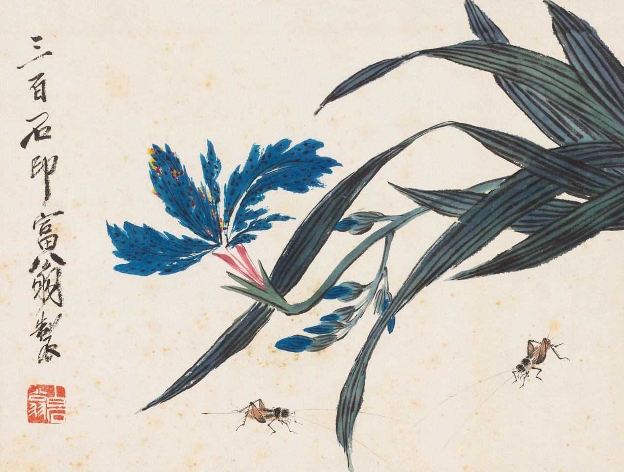 CRICKETS AND DAYLILIES by Qi Baishi