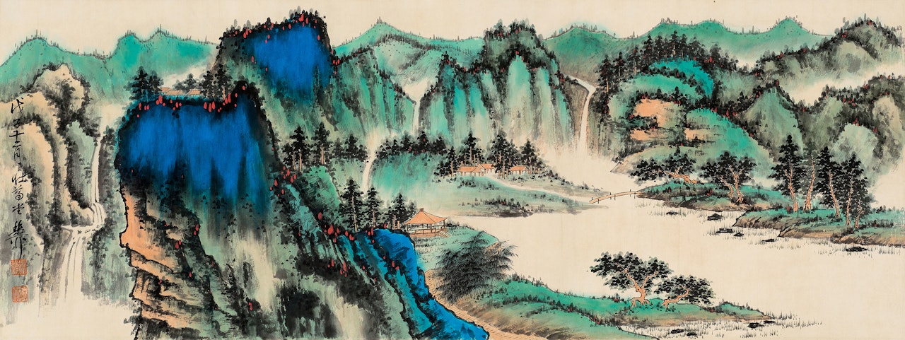 BLUE AND GREEN LANDSCAPE by Xie Zhiliu