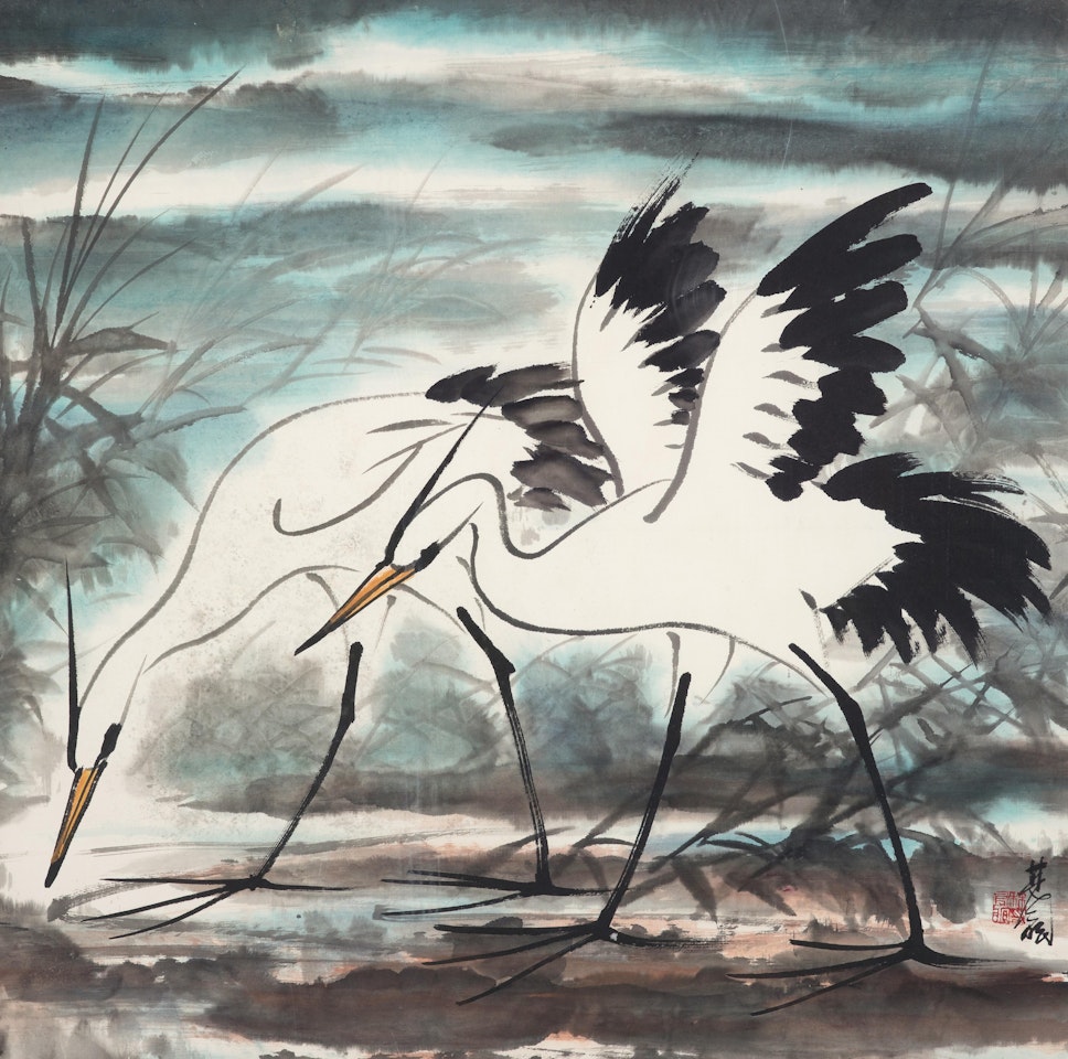 TWO EGRETS by Lin Fengmian