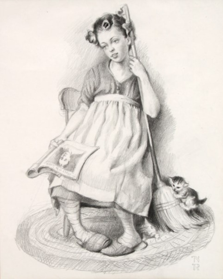 Maid With Movie Magazine by Norman Rockwell