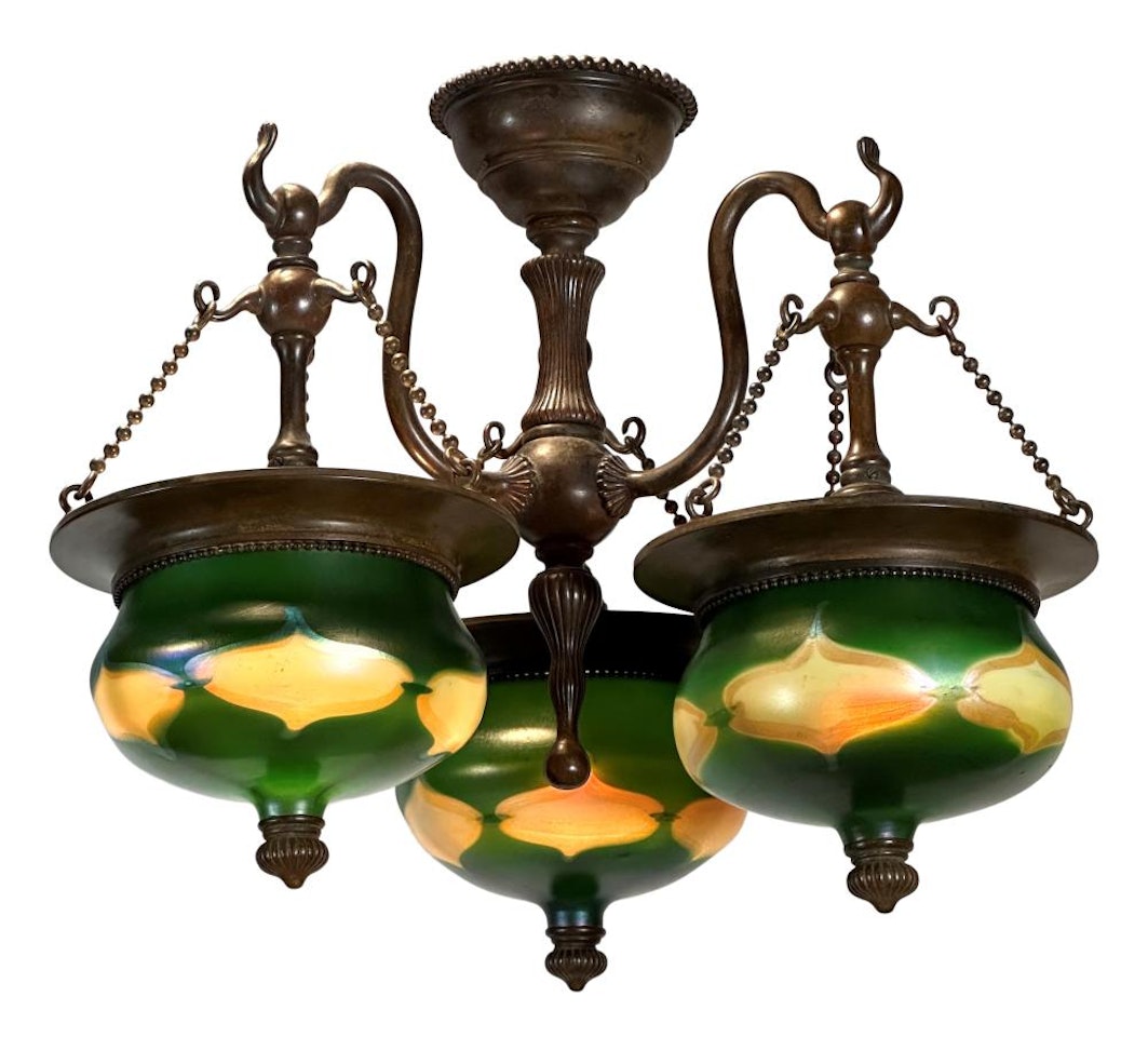 Three-Light Chandelier by Tiffany Studios