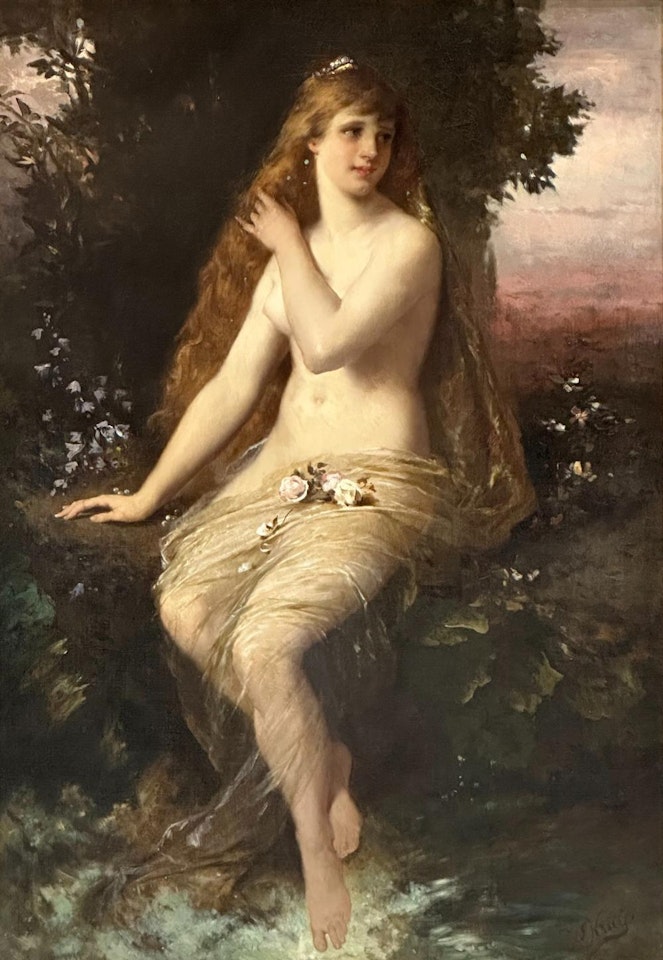 Seated Female Nude in a Landscape by Wilhelm Kray
