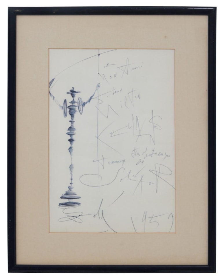 ink sketch on paper of Don Quixote by Salvador Dali