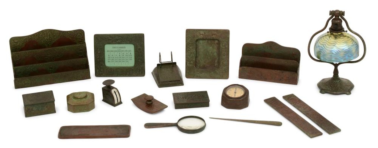 Sixteen-Piece "Zodiac" Desk Set by Tiffany Studios