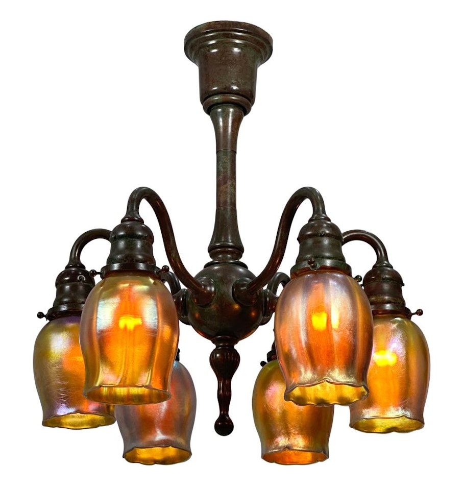 Six-Light "Tulip" Chandelier by Tiffany Studios