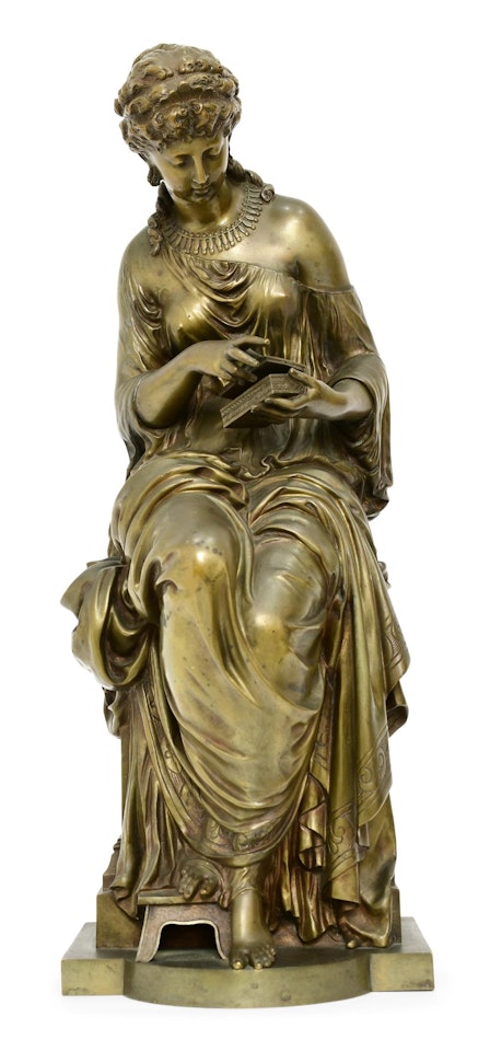 Seated Woman with Book by Mathurin Moreau