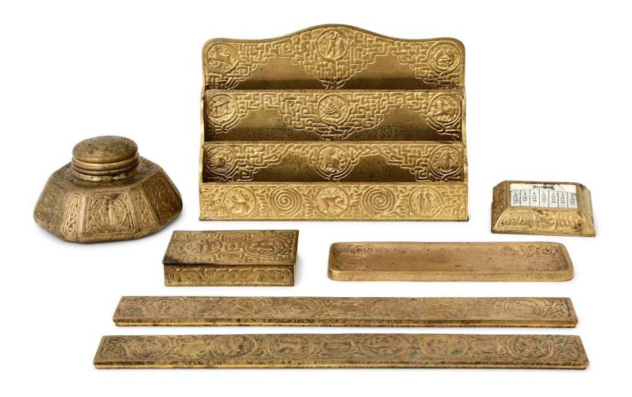 Six-Piece "Zodiac" Desk Set by Tiffany Studios