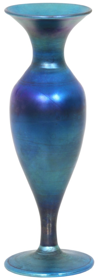 blue iridescent Favrile glass vase by Tiffany Studios