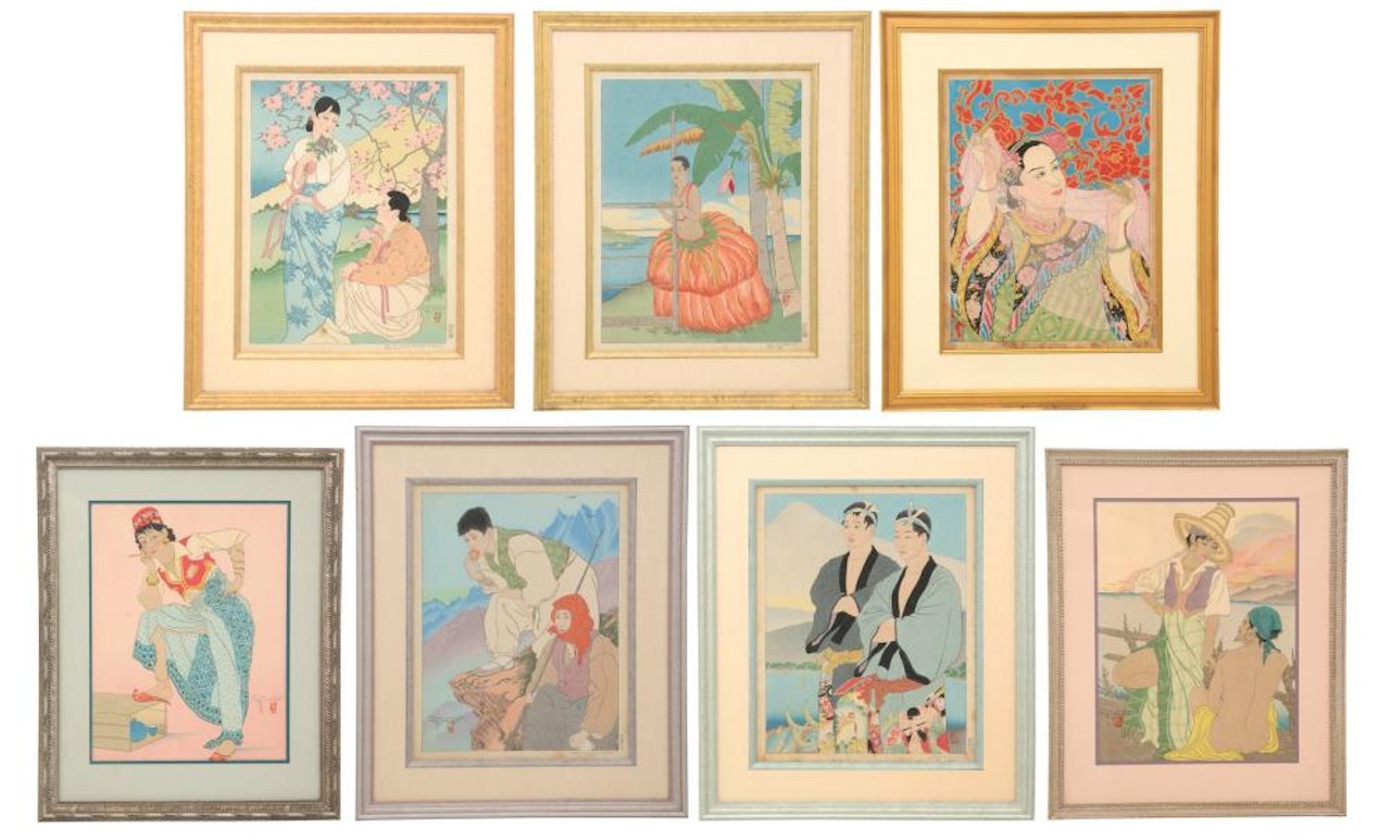 7 original woodblock prints by Paul Jacoulet