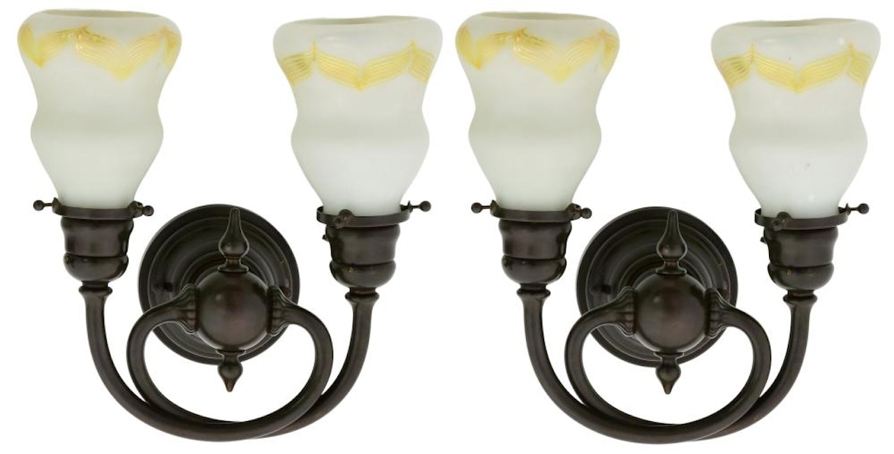 Pair of Two-Light Sconces by Tiffany Studios