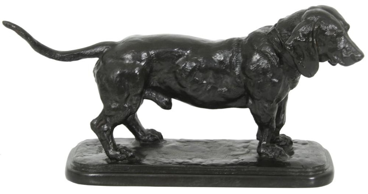 Bronze Basset Hound by Antoine-Louis Barye