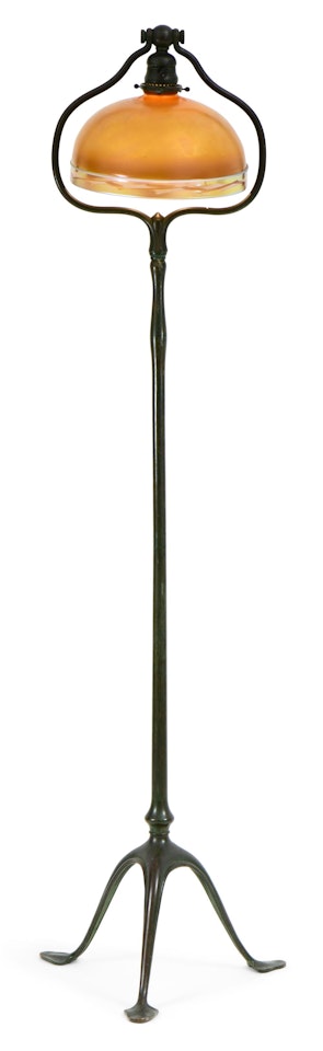 "Harp" Floor Lamp with a Steuben Shade by Tiffany Studios