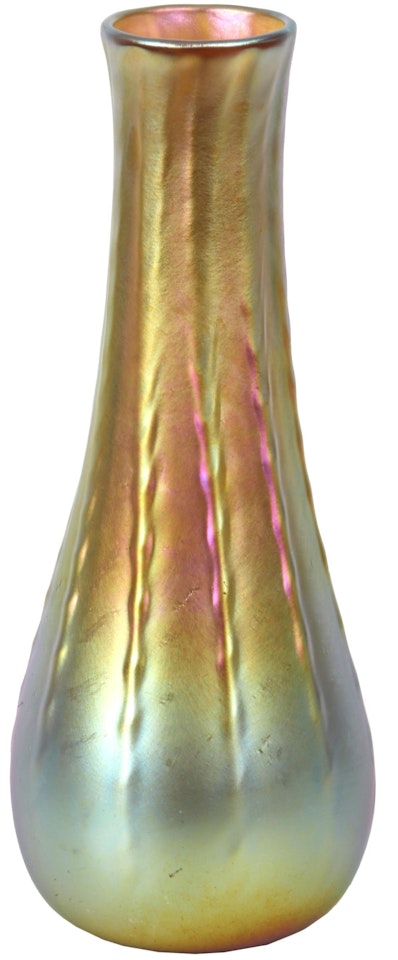 Favrile Glass Ribbed Vase. by Tiffany Studios