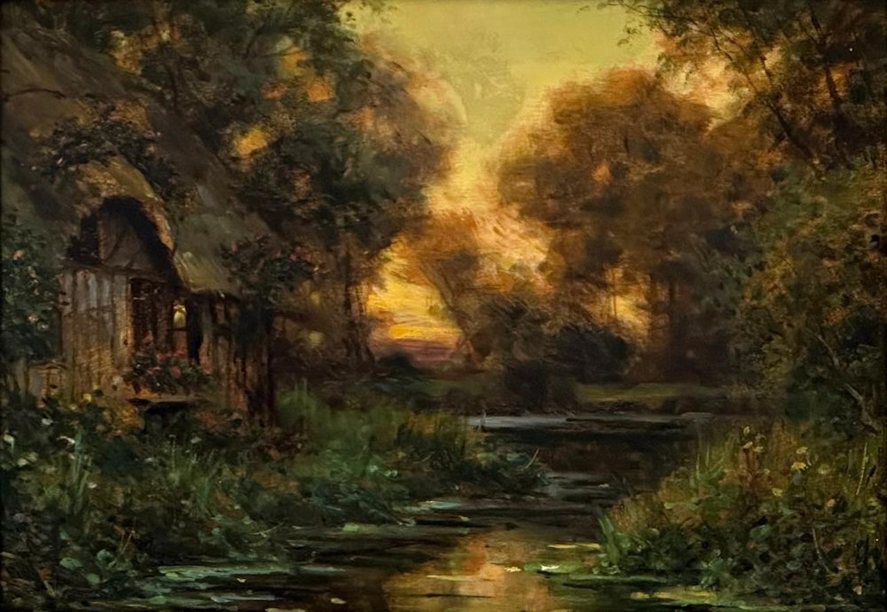 Landscape with a Cottage Along a Stream by Louis Aston Knight