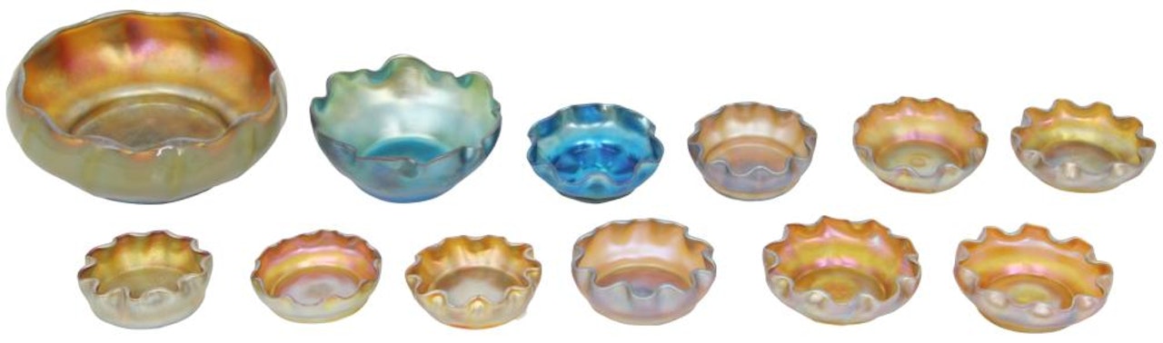 Group of 12 Tiffany Studios Favrile Glass Items by Tiffany Studios