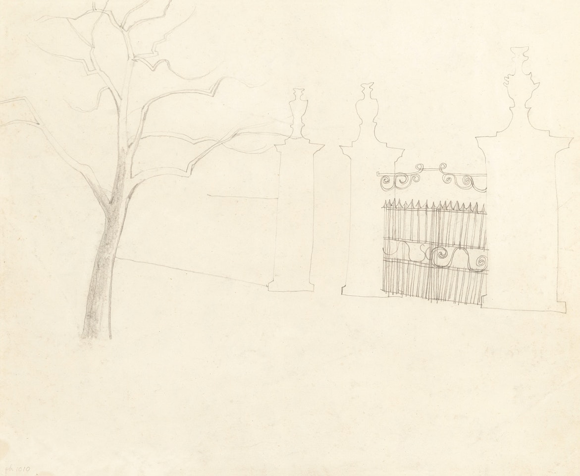 Untitled (Ornate Gate with Tree) by Ben Nicholson, O.M.