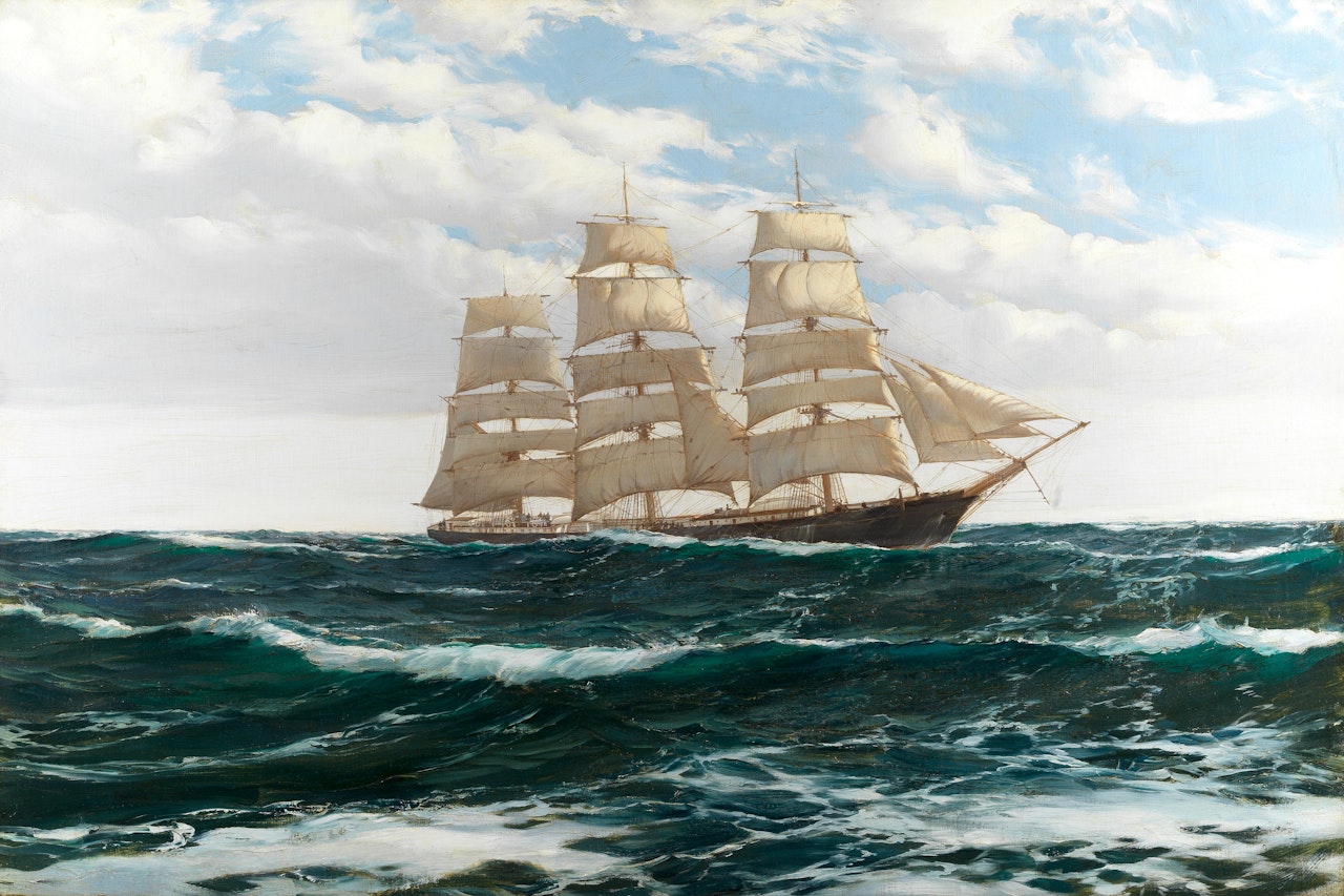 The Carrie Reed of Boston - "On a Long Tack" by Montague Dawson