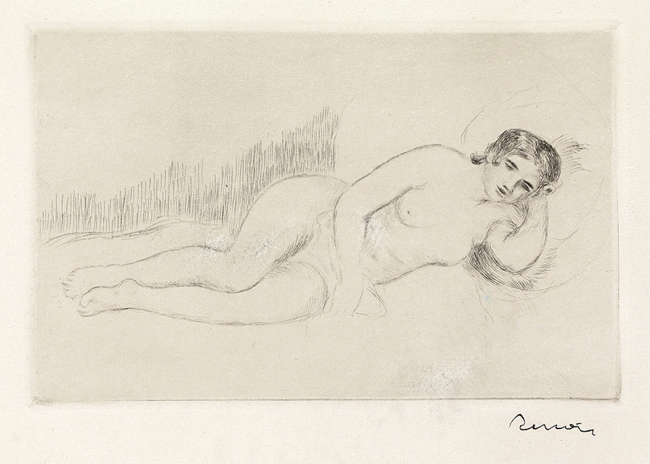Femme nue couchée , 1re planche by Pierre-Auguste Renoir