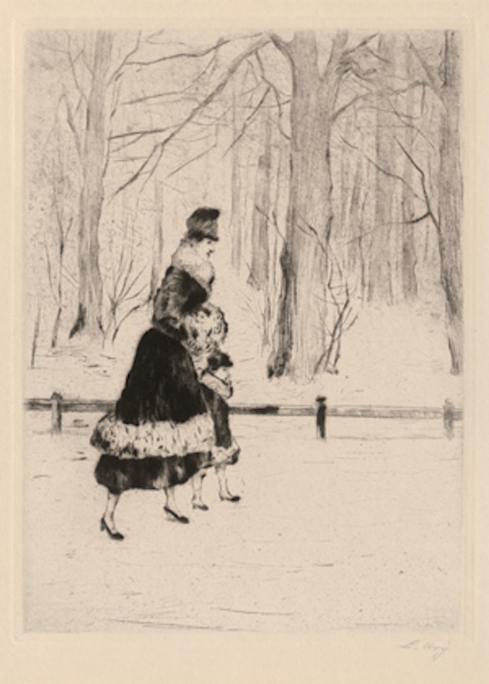 Lady with child in the zoo by Lesser Ury