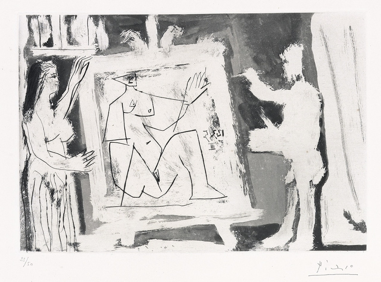 Peintre et Modèle devant une Toile by Pablo Picasso