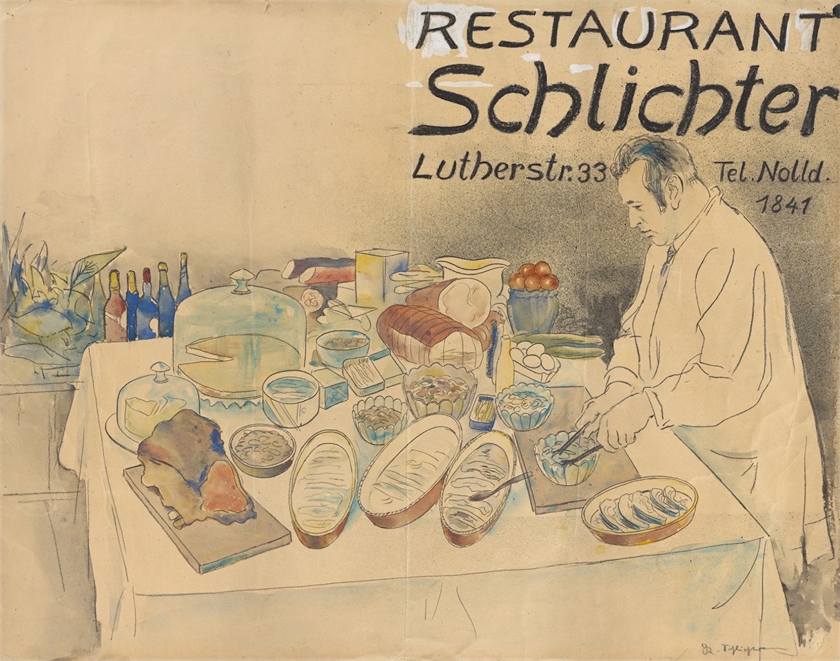 Design for a menu card for Restaurant Schlichter, Berlin by Rudolf Schlichter