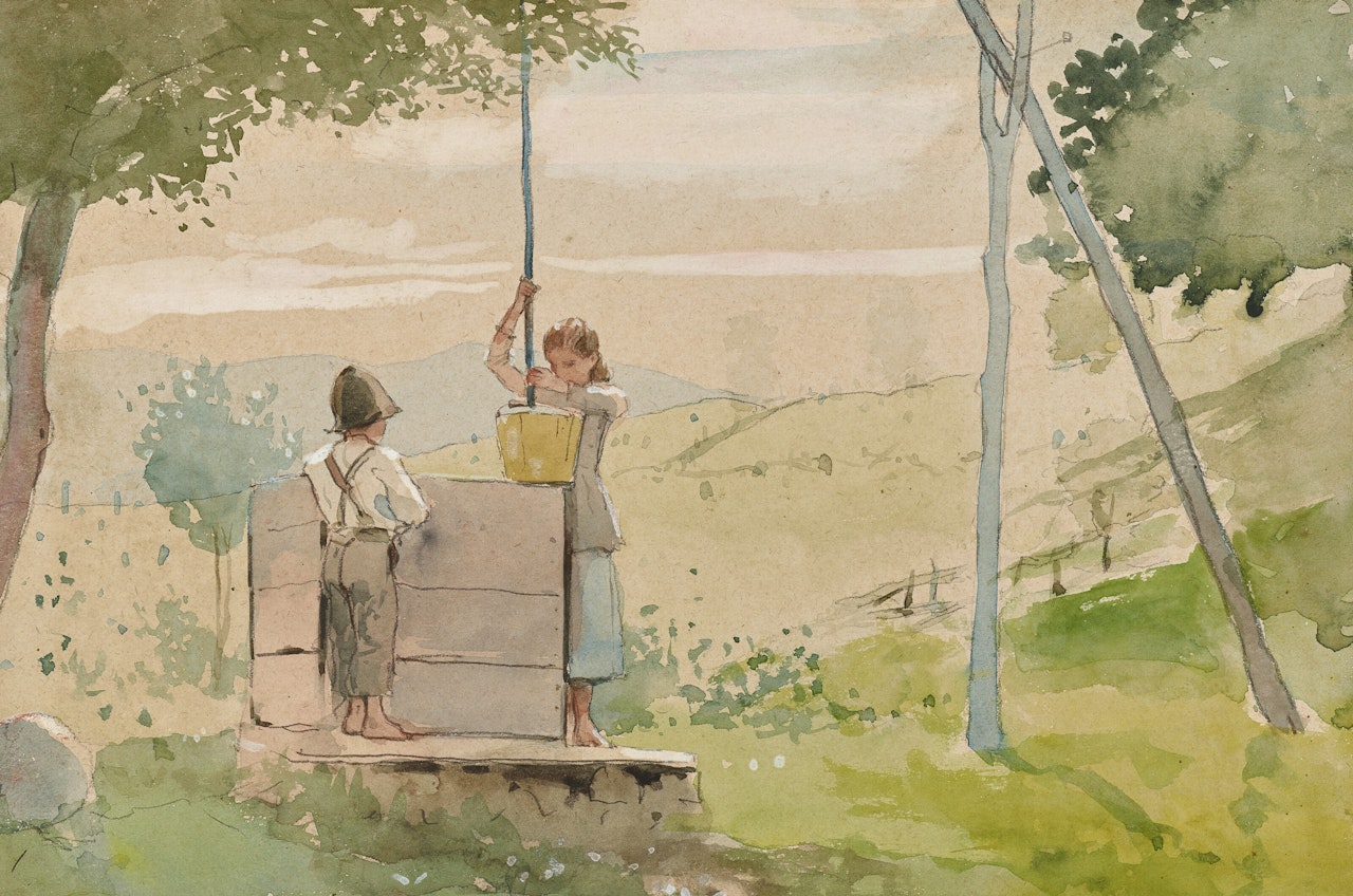 Boy and Girl at a Well by Winslow Homer