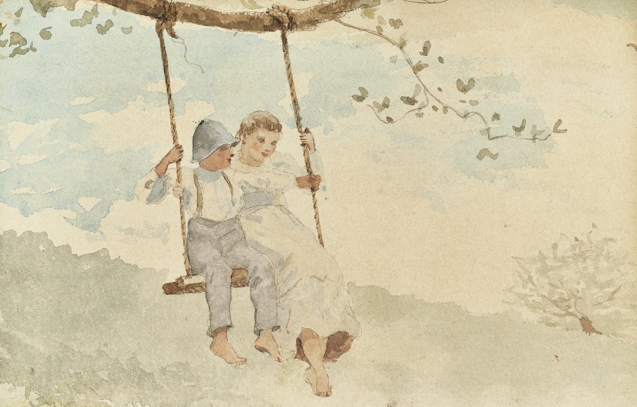 Boy and Girl on a Swing by Winslow Homer