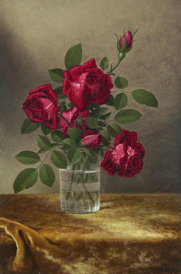 Roses and Rosebuds in a Glass by Martin Johnson Heade