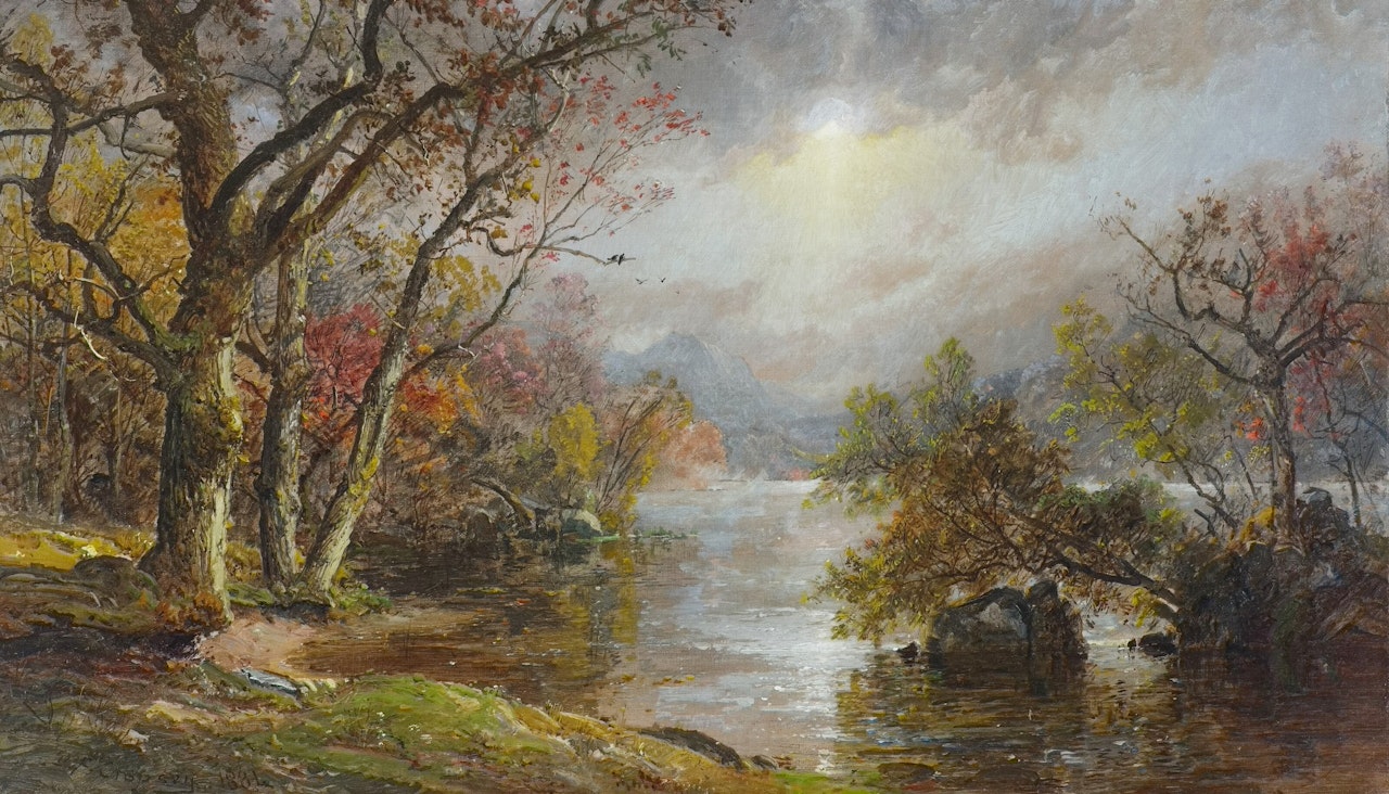 A Misty Morning at Greenwood Lake by Jasper Francis Cropsey