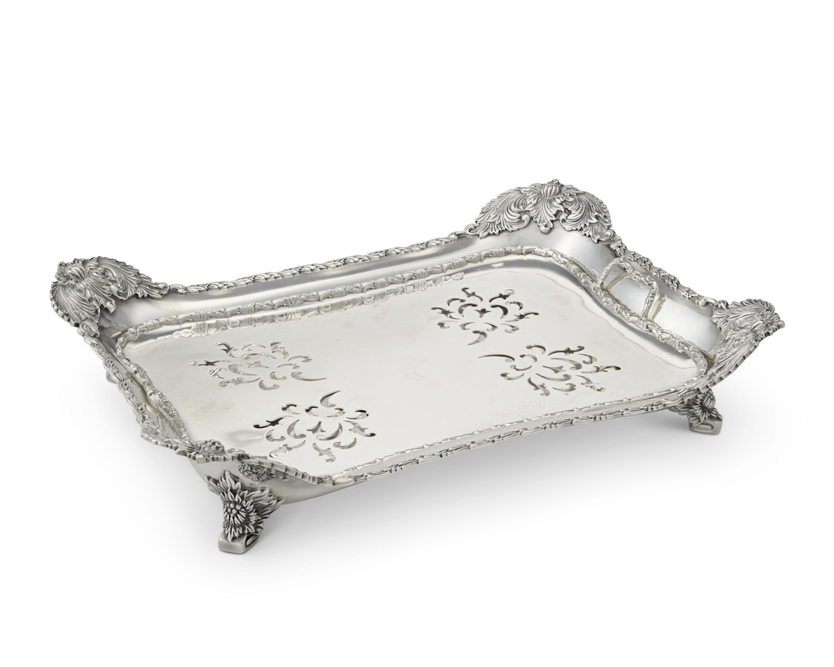 AN AMERICAN SILVER ASPARAGUS DISH AND LINER by Tiffany & Co.