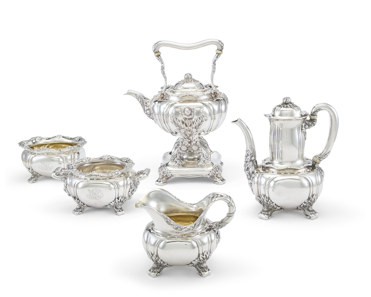 AN AMERICAN SILVER FIVE-PIECE TEA AND COFFEE SERVICE by Tiffany & Co.