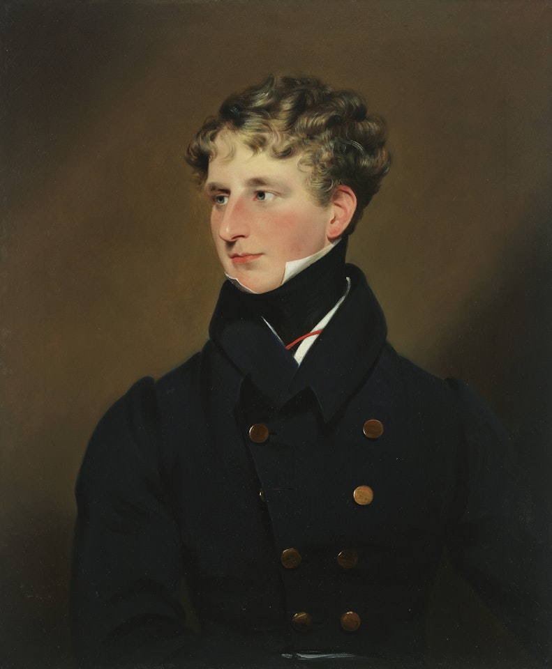 Portrait of a gentleman, half-length, in a black jacket by English School