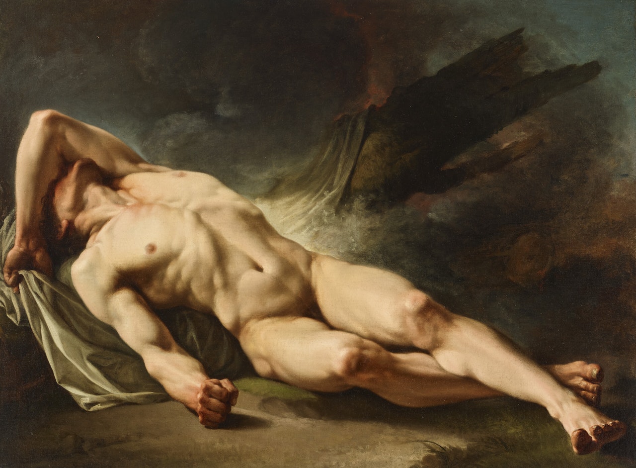 An academic nude, traditionally identified as The Sleeping Hector by French School