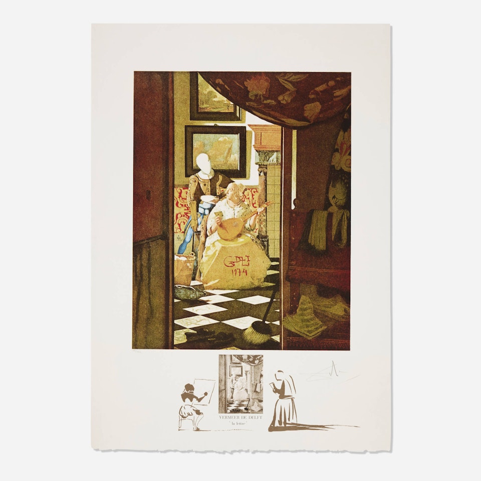 Vermeer - La lettre (from the Changes in Great Masterpieces portfolio) by Salvador Dali