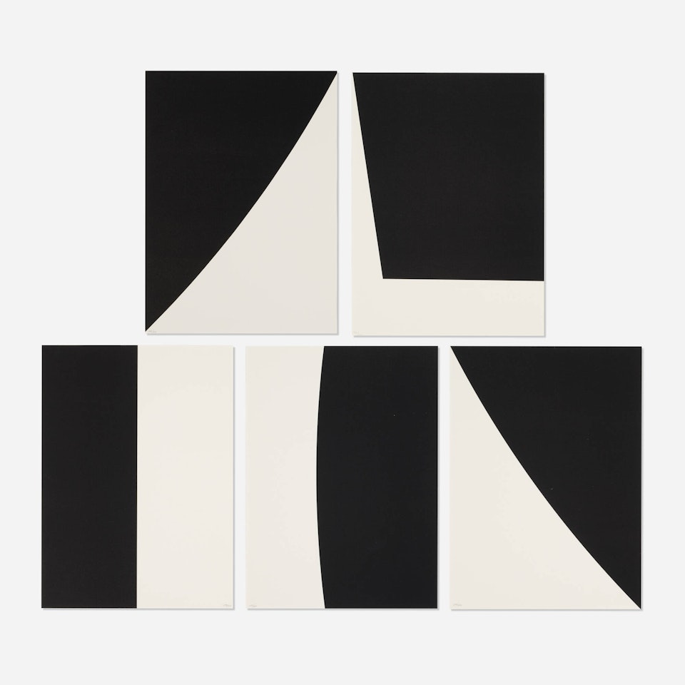 Five works from Un coup de dés jamais n"abolira le hasard (by Stéphane Mallarmé) by Ellsworth Kelly