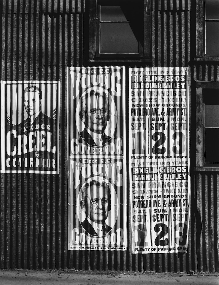 Political Signs and Circus Posters, San Francisco by Ansel Adams