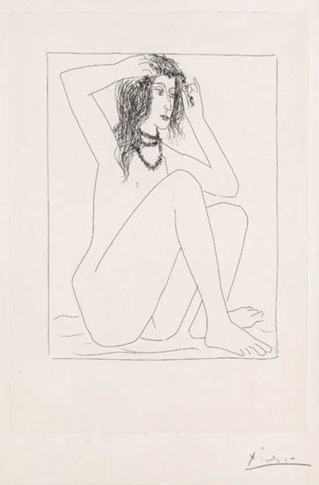 Femme nue se couronnant de Fleurs by Pablo Picasso