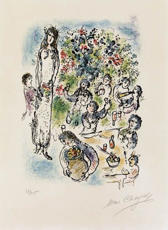 Tous alors, ayant leurs coupes pleines versaient des libations by Marc Chagall