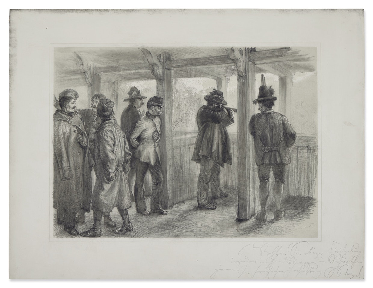 Men and Soldiers at a Shooting Range by Adolph Menzel