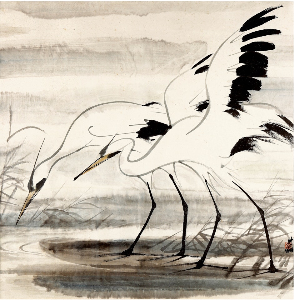 TWO HERONS by Lin Fengmian