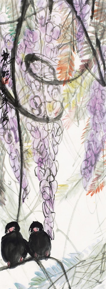 Wisteria and Birds by Lin Fengmian