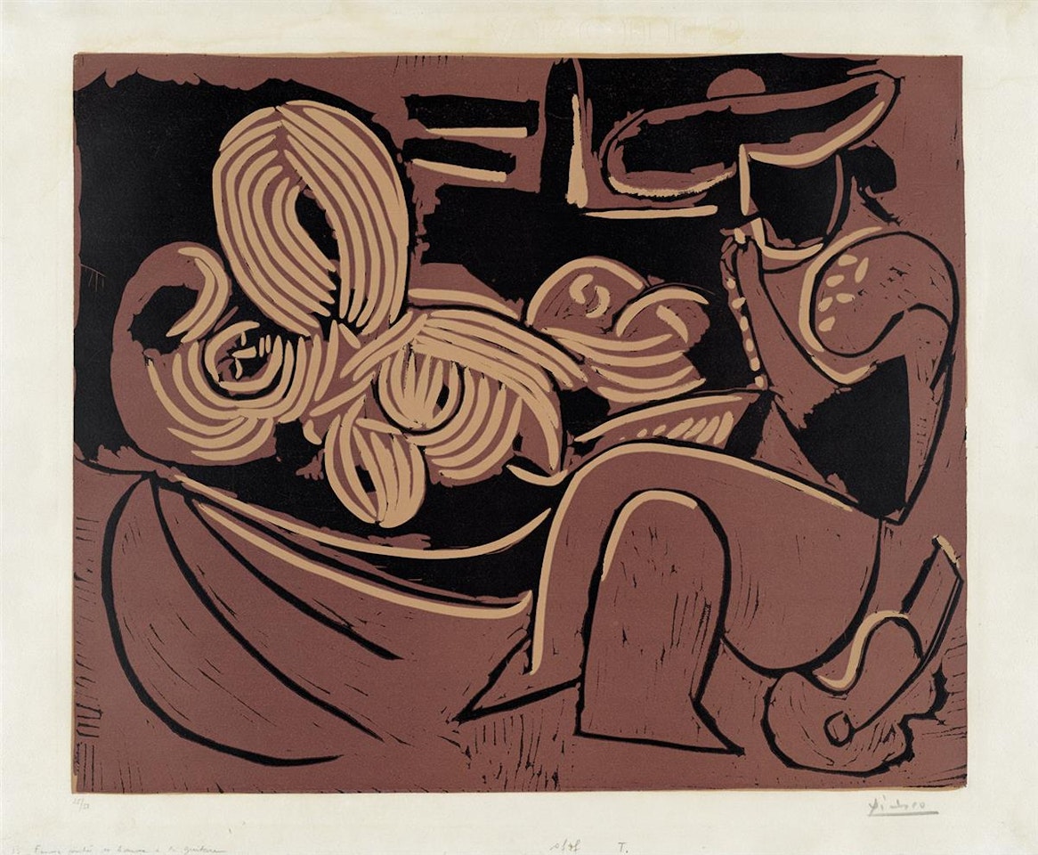 Femme couchée et Homme à la Guitare by Pablo Picasso