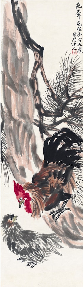 TWO ROOSTERS by Qi Baishi