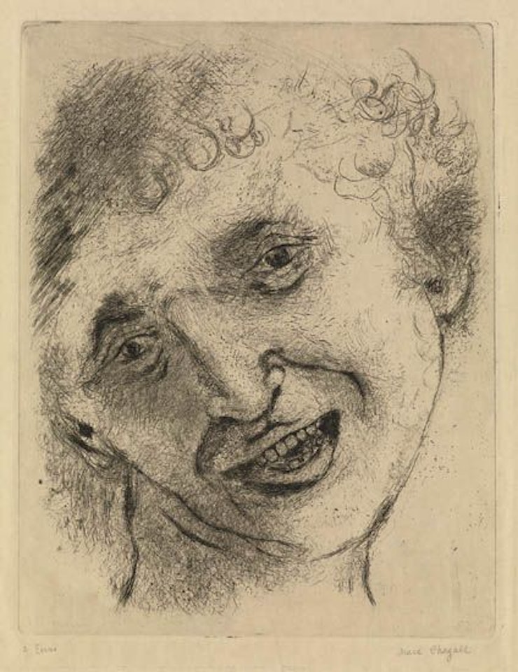Selbstbildnis mit lachendem Gesicht by Marc Chagall