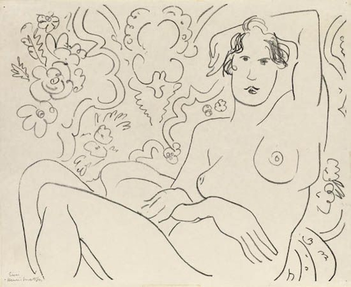 Nu assis, bras gauche sur la tête by Henri Matisse