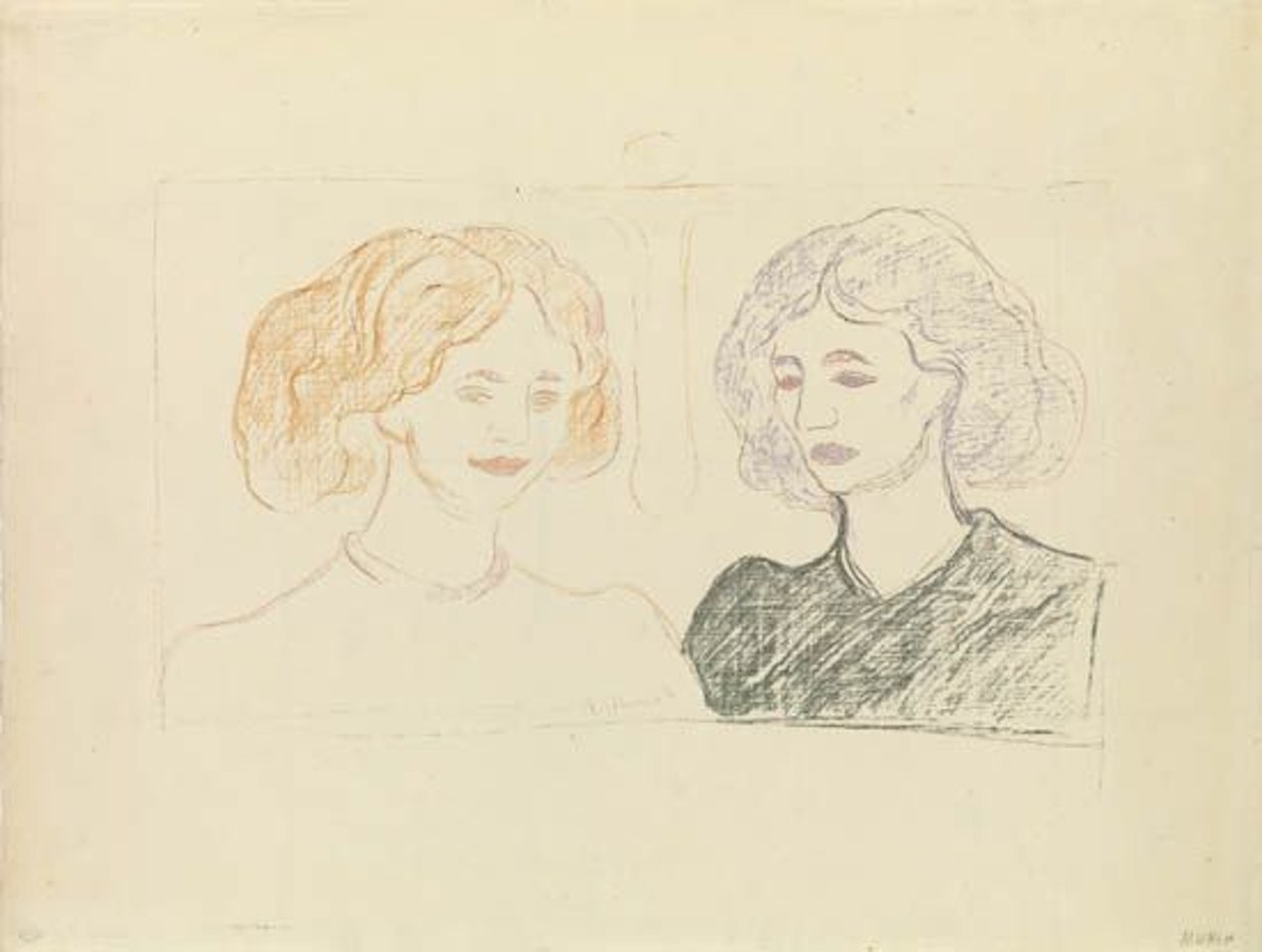 Two Female Heads against the Moon by Edvard Munch