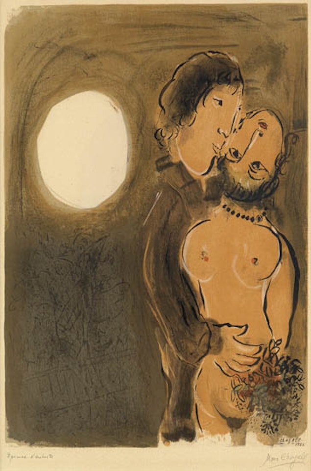 Couple en Ochre by Marc Chagall