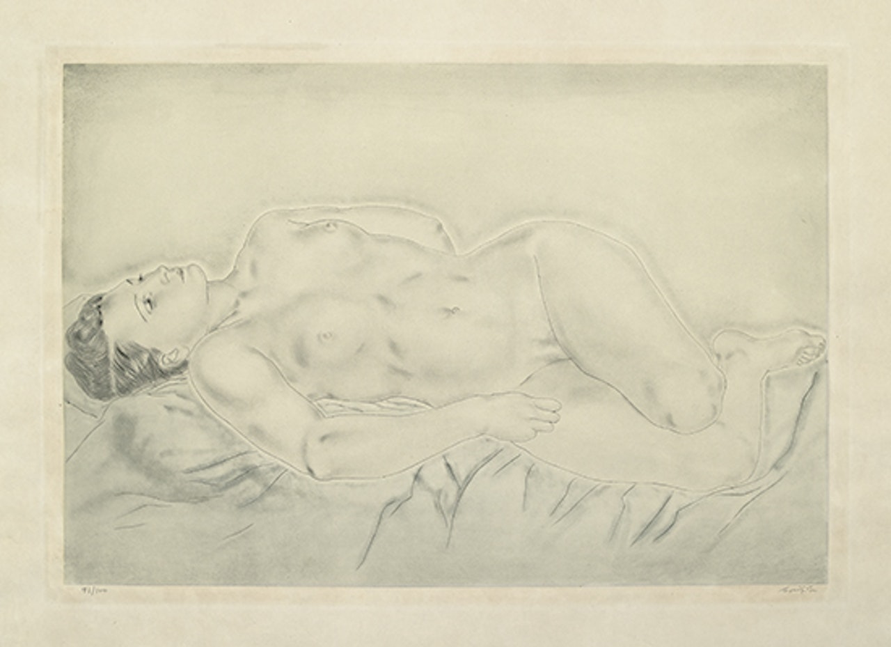 Femme nue endormie, couchée by Leonard Tsuguharu Foujita